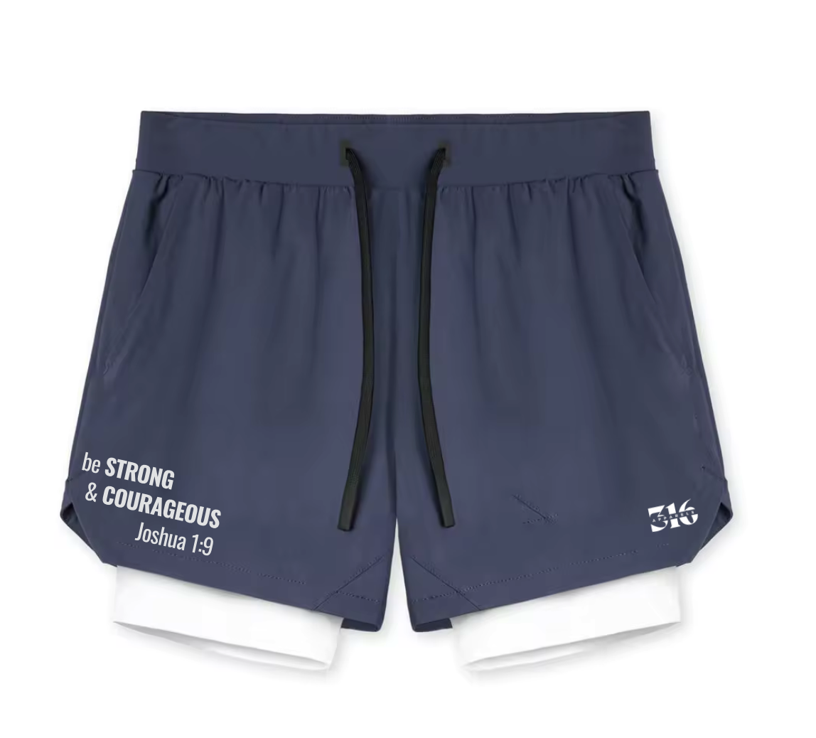 "Be Strong and Courageous" - Navy Shorts