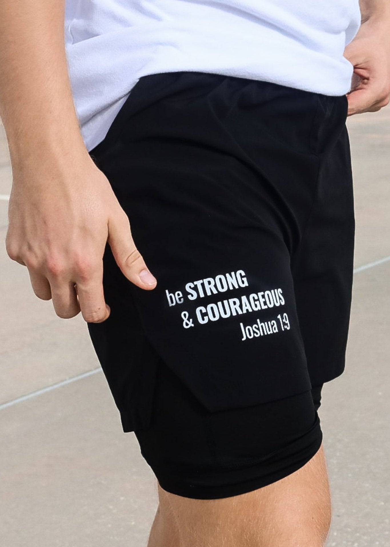 "Be Strong and Courageous" - Black Shorts