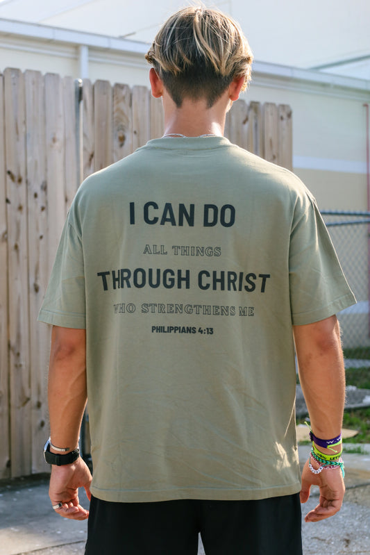 "I Can Do" Tee - Philippians 4:13 - Military Green