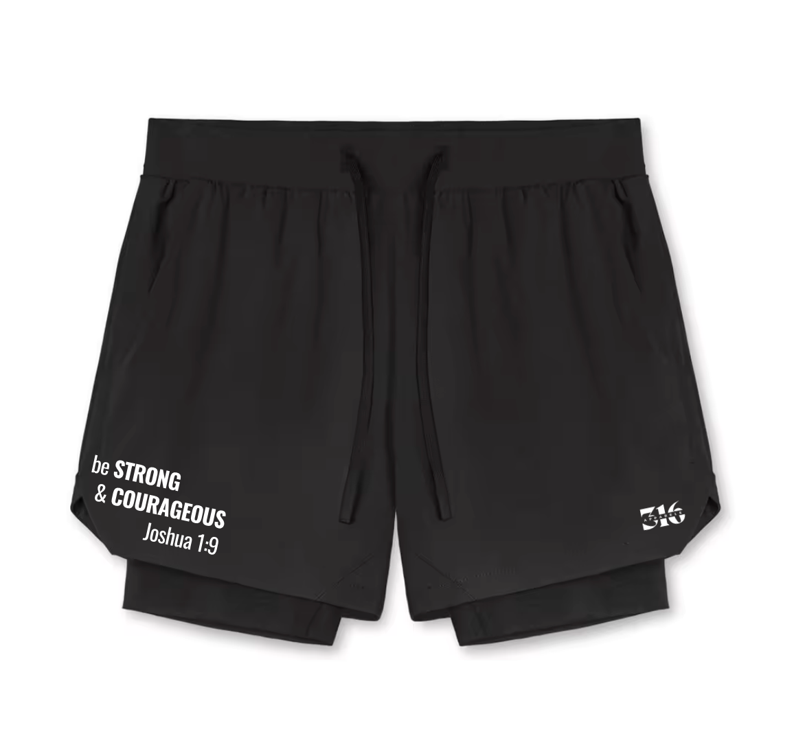 "Be Strong and Courageous" - Sport Shorts - Black